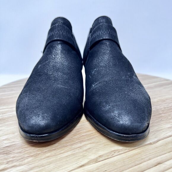 Eileen Fisher LISBON Booties Black Nubuck Cut Out Block Heel Women’s 7 - Picture 3 of 11